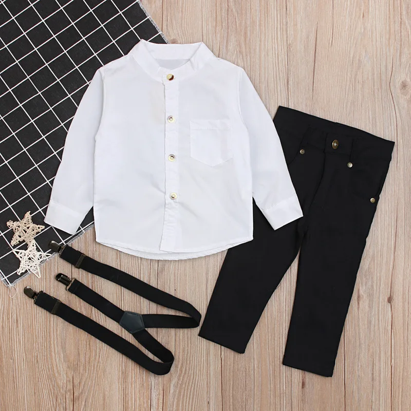 

Children Clothing Boy Set 2023 Boys Formal Dress Set Toddler Boys Gentleman Long Sleeve Shirt + Long Pants Dress Set 2-6 Years