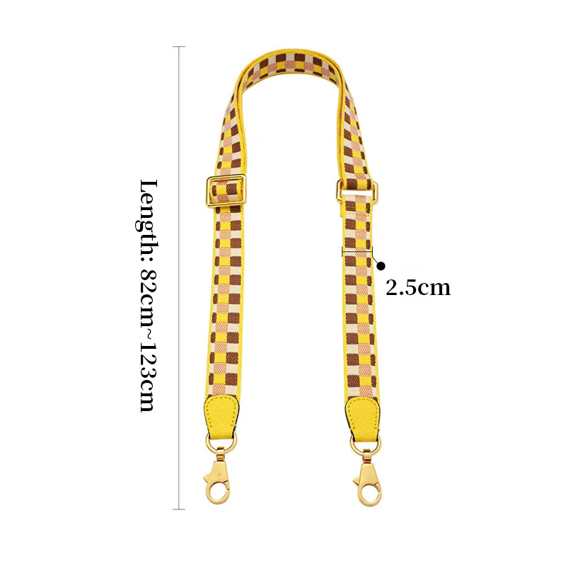 Tinberon Bag Strap for Crossbody Luxury Designer Square Grid Jacquard Shoulder Straps Belt Adjustable Wild Canvas Strap For Bags