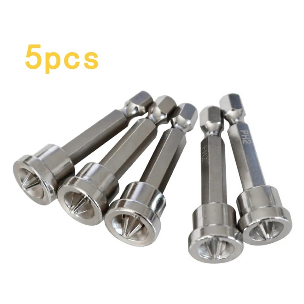 

5Pcs 50mm Plasterboard Screws Locating Screwdriver Bits PH2 Drywall Dimpler Bits S Anti Slip Magnetic Screwdriver Drill Bit