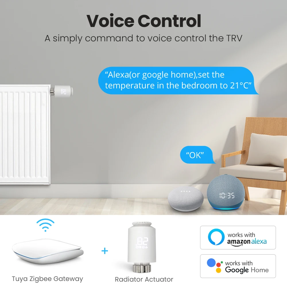 Привод радиатора AVATTO Tuya ZigBee программируемый термостатический клапан с