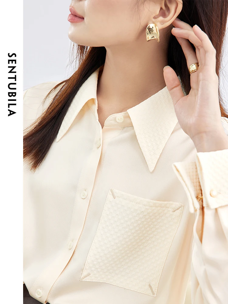 Женская шифоновая рубашка с вышивкой и длинным рукавом