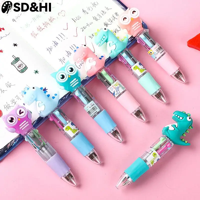 

Шариковая ручка с мультяшным животным, 4 цвета, многоцветная шариковая ручка, милые мини-ручки, новинка, студенческие подарки, офисные и школ...