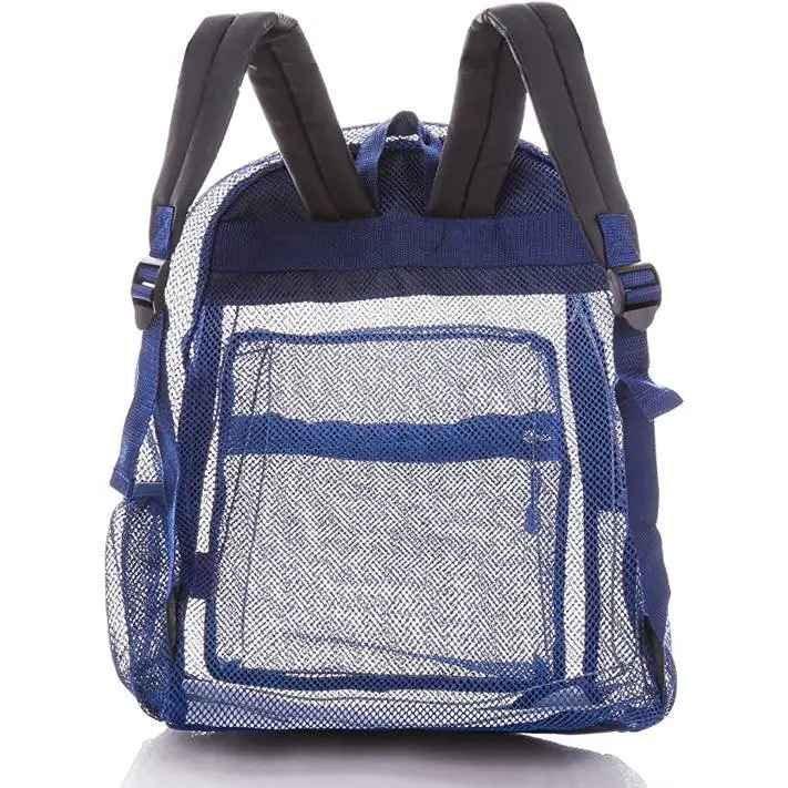 clear mesh backpack for kids men & women by bravo - large school & travel bag - stylish transparent see through design - comfort
