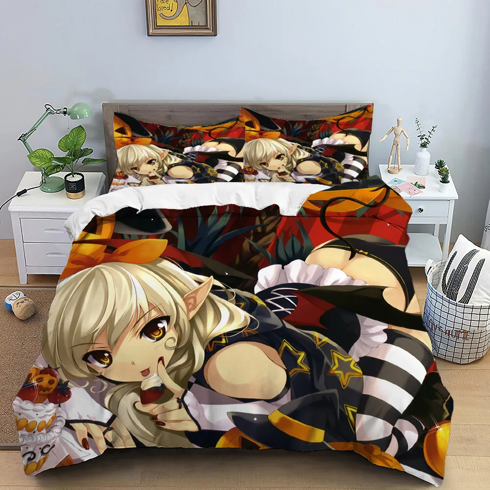 

Комплект двухмерного постельного белья с 3d рисунком из аниме Otaku, комплект с пододеяльником, одеяло, постельное белье с японским мультяшным ...