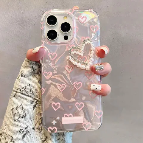 Чехол Love Heart Pearl 3D для Realme 14 Pro Plus 14T 12 13 11 C31 C33 C21 C20 C11 C67 4G 5G 8 7 Pro C2, чехлы для телефонов