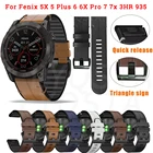 Кожаный силиконовый ремешок для наручных часов Garmin Fenix 5 5X Plus 6 6X Pro Fenix 7X 7, умный браслет 22 26 мм, Легко регулируемые браслеты