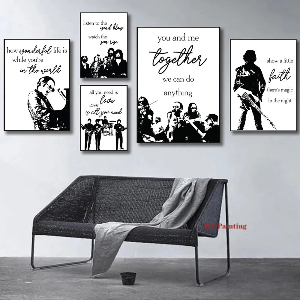 Классический постер рок-группы вдохновляющие музыкальные цитаты напечатанные