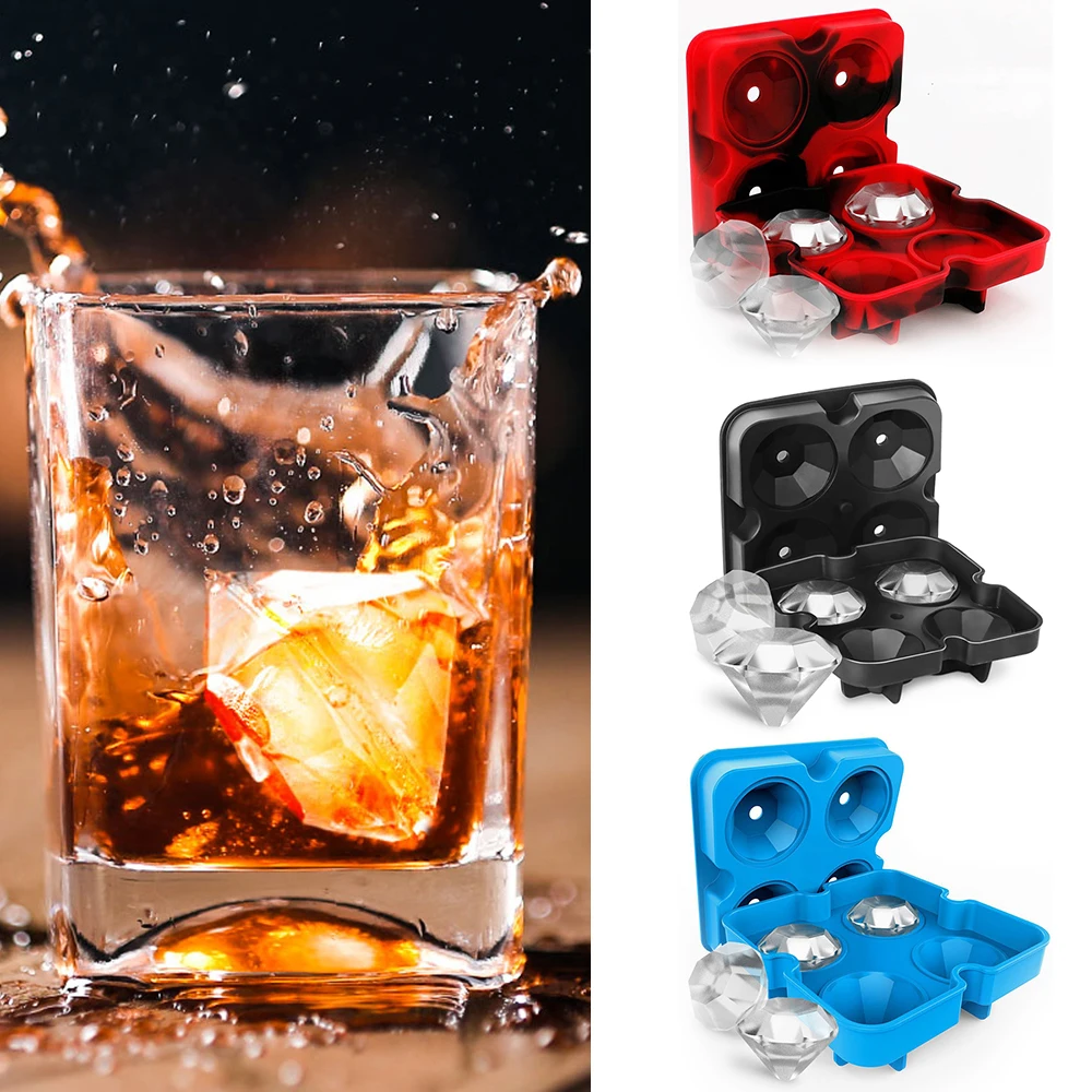 

4 Grids Diamond Pattern Ice Cube Tray Reusable Ice Cubes Maker Silicone Ice Cream Molds Chocolate Mold Party Bar Toolsice kettle