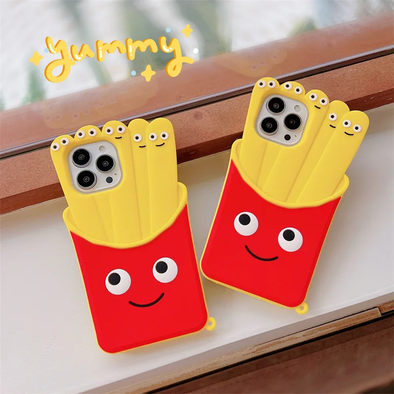 

Interesting 3D French Fries Phone Case Cover for IPhone 7 8 Plus 11 12 13 Pro X XR XS Max Shockproof Case for IPhone 13 Cases