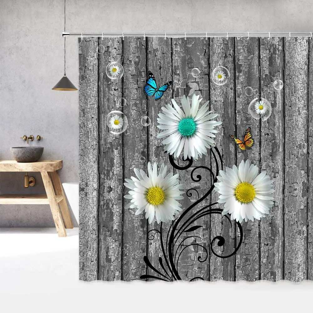 Весенняя занавеска для душа с цветами вишни декоративный тканевый крючок ванной