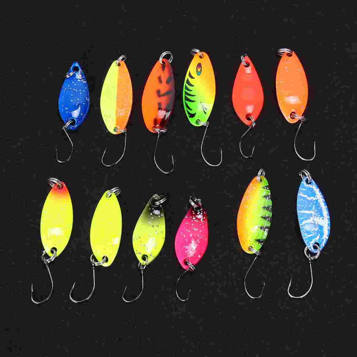 

12 Fishing Jig Spoon Lure Sequin Fishing Jig Bass Lures Fishing Baits Bionic Artificial Lures Fishing Lures