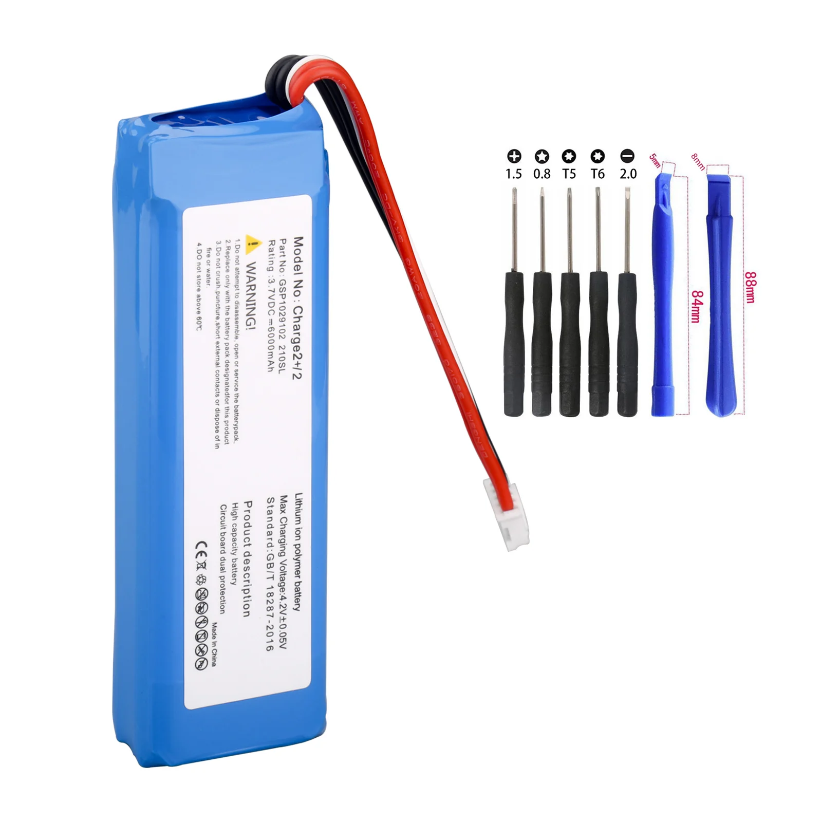 

For JBL Charge 2+ Charge 2 Plus fits JBL GSP1029102 MLP912995-2P Speaker Battery 6000mAh/3.7V