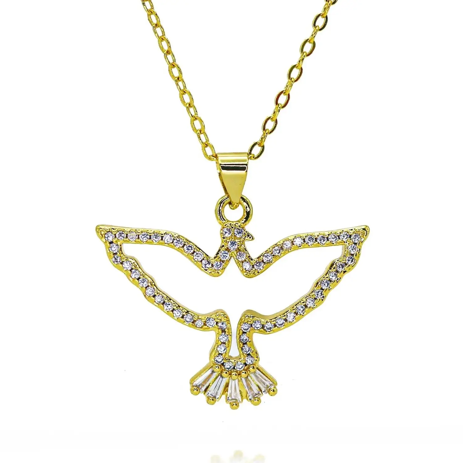 Полые подвески Святой Дух золотого цвета для ожерелья браслетов серег с фианитом