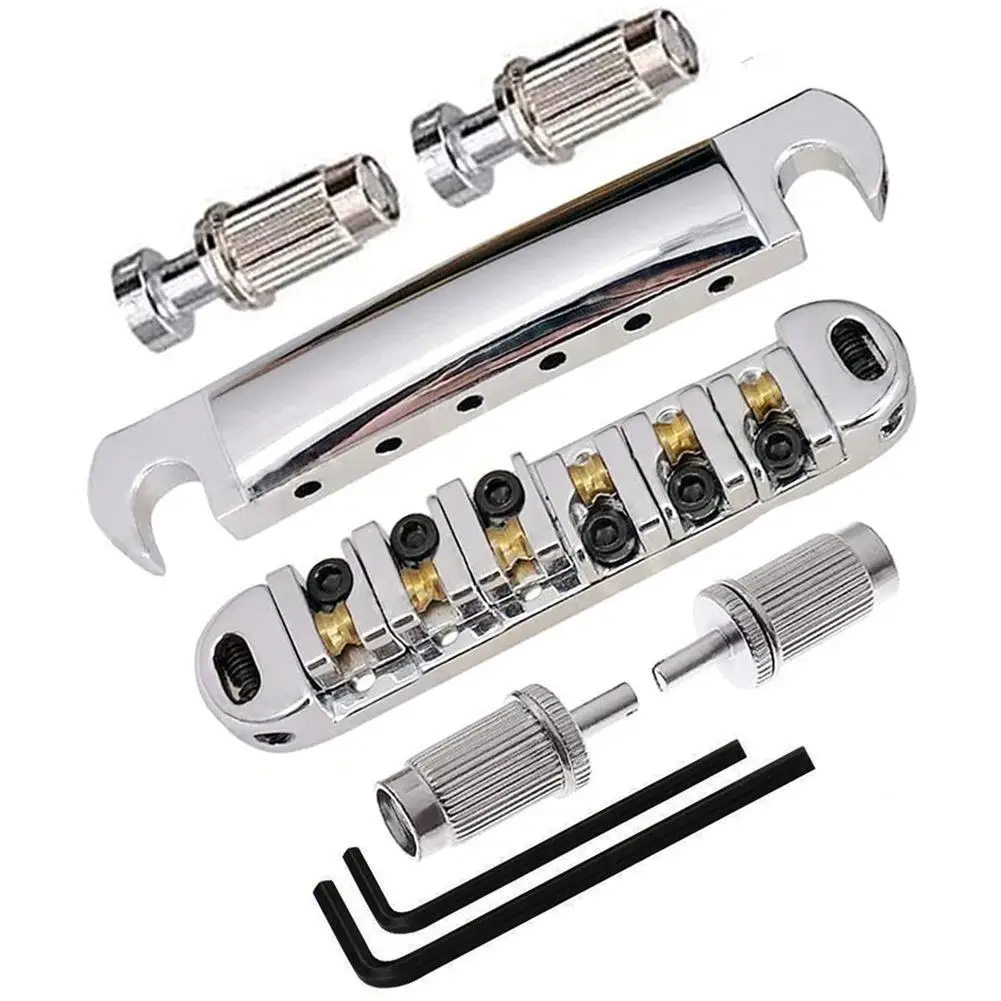 

1 Set Roller Saddle Bridge Tailpiece Upper Lower String Bridge Compatible for LP SG Les Paul Electric Guitar