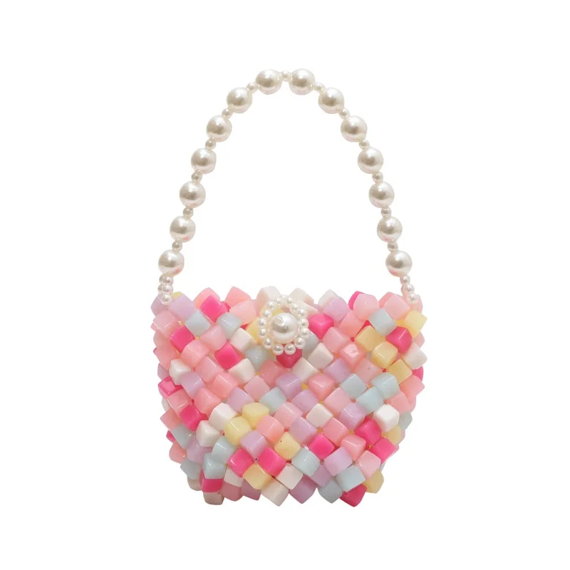 Finished Handmade Beaded Acrylic Candy Color Shoulder Crossbody Pearl Accessories Change Key Lipstick Pack