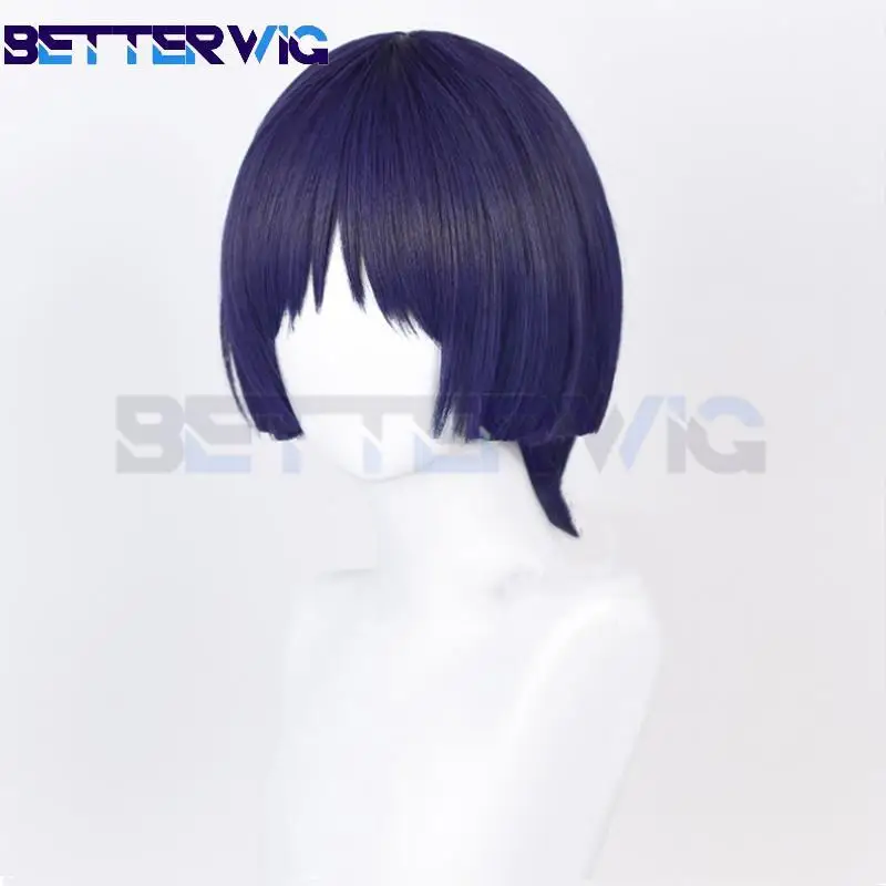 Парик для косплея Genshin Impact Scaramouche Kunikuzushi термостойкие синтетические волосы синего