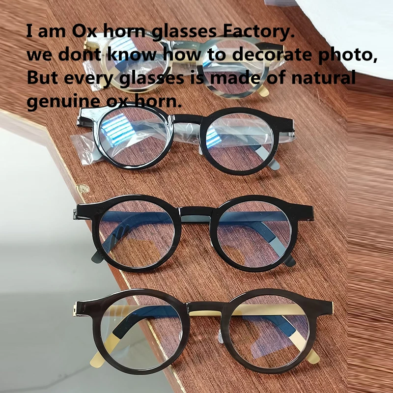 

Оправа для очков из натурального бычьего рога, круглые очки из натурального рога для мужчин, Модные индивидуальные очки, женские очки ручно...
