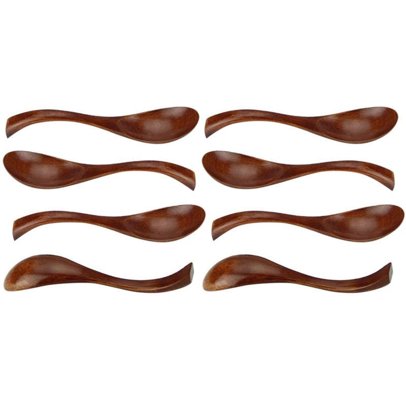 

8 шт. суповые ложки, деревянные ложки, экологически чистые настольные ложки в японском стиле, кухонная утварь для взрослых и детей