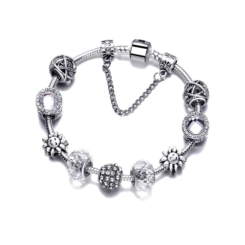 

Fashion Silver Plated Charms Bracelets Murano Beads Pa Original Bracelet for Women Jewelry Gift Dropshipping
