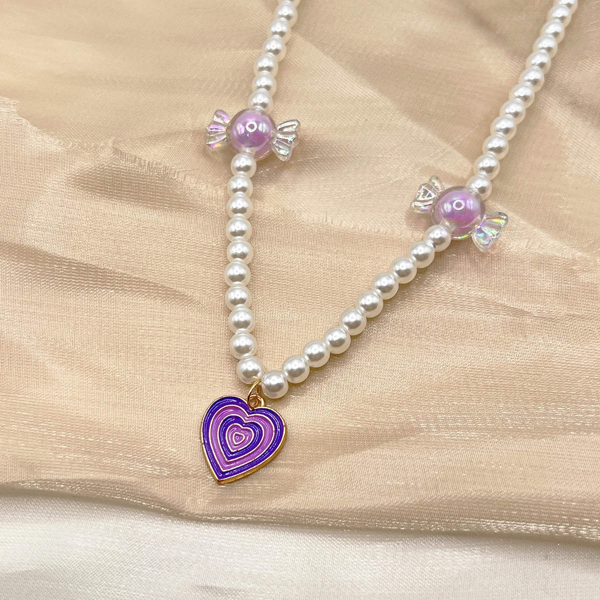 

one pcs cartoon purple candy love necklace pearl series necklace for women everyday gift jewelry whole sale free shipping items