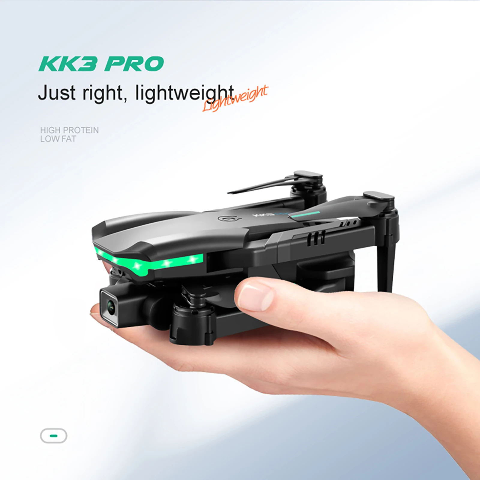 Фото Мини-Дрон KK3 Pro с двойной HD-камерой 4K, со светодиодной подсветкой №3
