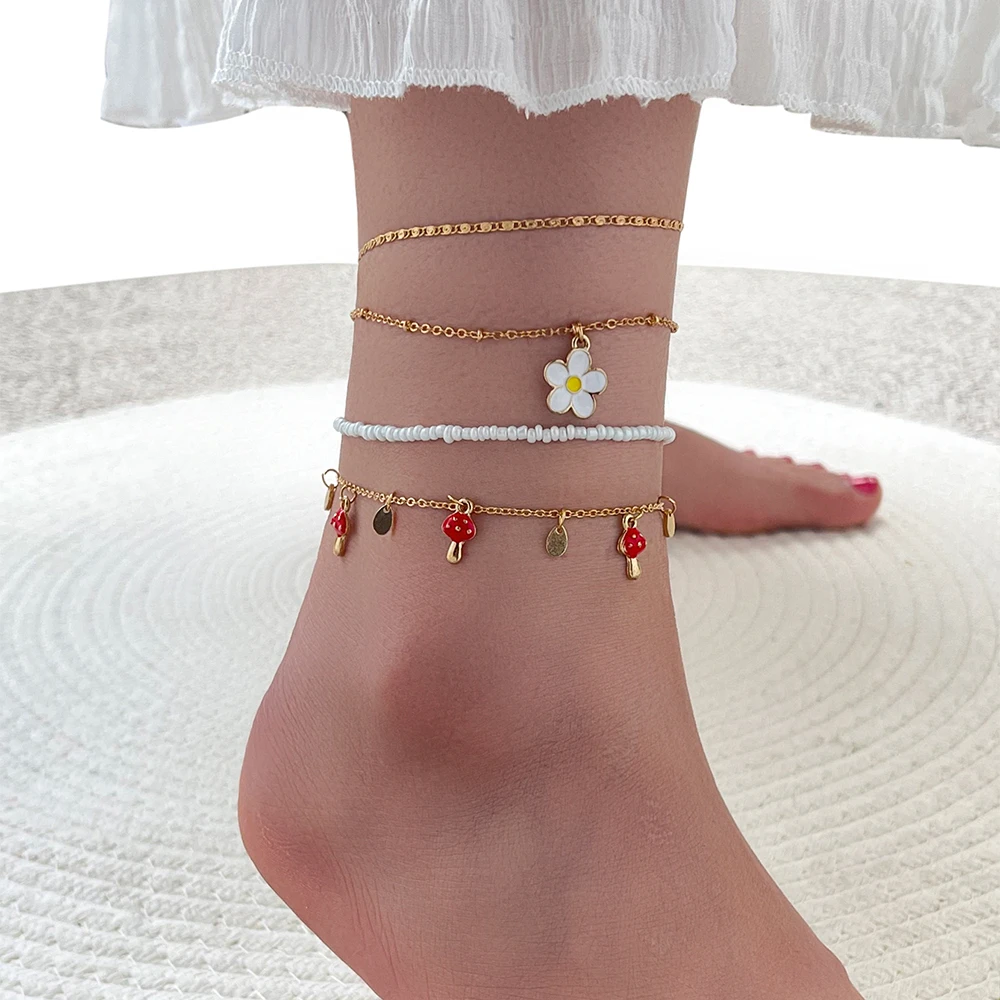 4 шт./комплект, женские позолоченные браслеты с бусинами