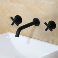us warehouse matte black basin faucet sink mixer water tap wall mouned tap vessel mixer hot and cold faucets dual handles