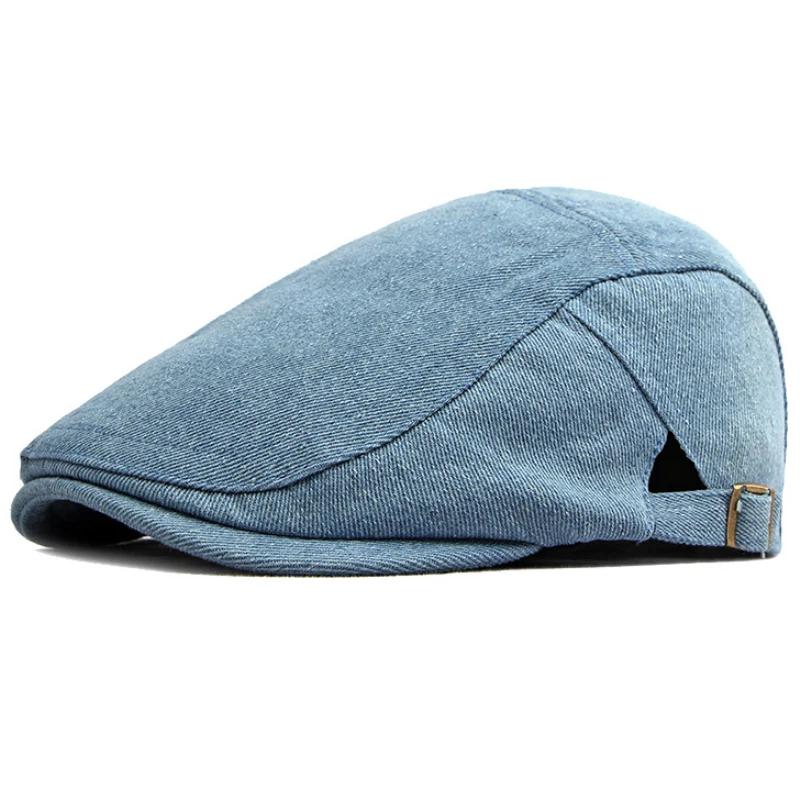 

Берет HT4180 однотонный простой джинсовый берет Кепка для мужчин и женщин Регулируемый берет Плющ Газетчик плоская кепка Мужской Женский Искусственный берет