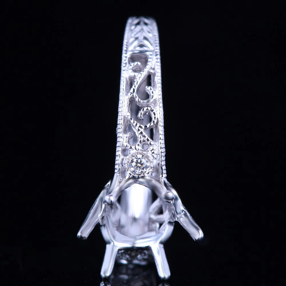 Женское Винтажное кольцо HELON однотонное из белого золота 14 к с натуральными