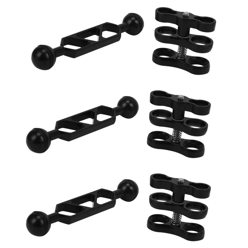 

3X Aluminum Alloy Scuba Diving Light Torch Dual Ball Joint Arm And 3 Butterfly Clip Clamp Mount For Photography Camera