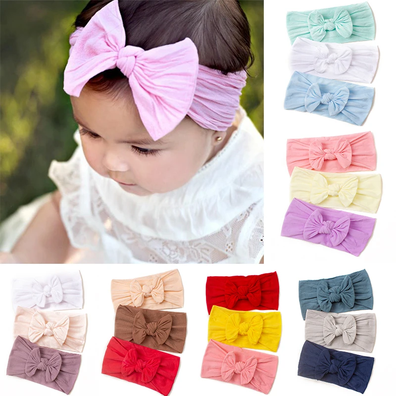 

3Pcs/Set Baby Headband Children Elastic Hair Band Kids Soft Headwear Stretch Knot Bandanas Turban Wide Headwrap Hair Accessories