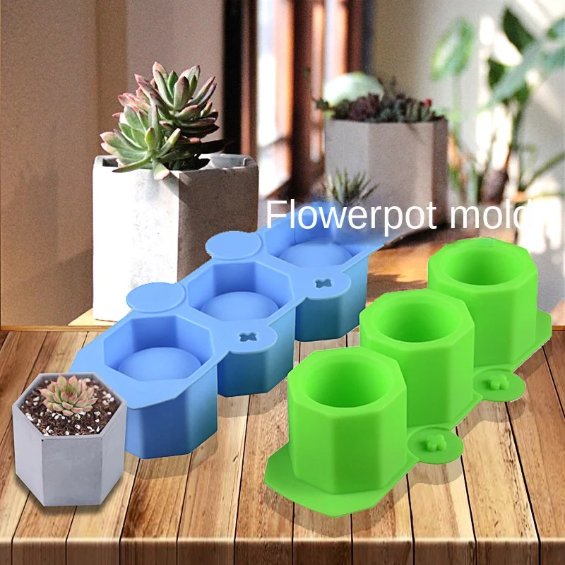 

Силиконовая форма для цветочного горшка, для изготовления цементного гипса, для рукоделия, 3 отверстия, глина ручной работы, форма для чашки ...
