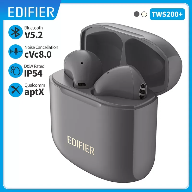 

EDIFIER TWS200 Plus Wireless Earphones TWS Earbuds Bluetooth 5.2 Qualcomm aptX Adaptive Dual Mic Noise Cancellation Type-C