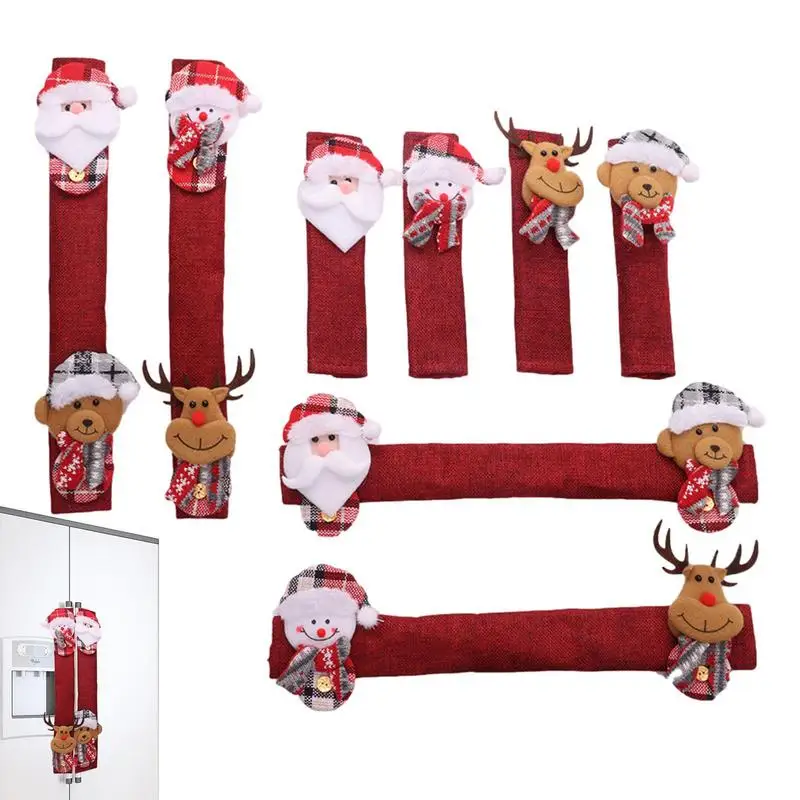 

Refrigerator Door Handle Covers 8PCS Dustproof Microwave Oven Handle Covers Cute Santa Claus Kitchen Handle Covers Microwave