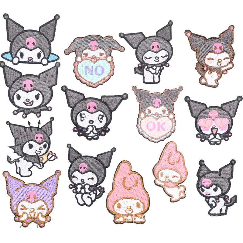

My Melody Kuromi Cinnamoroll Anime Embroidery Cartoon Fusible Patches on Clothes Stickers Garment Accessories Kawaii Gift