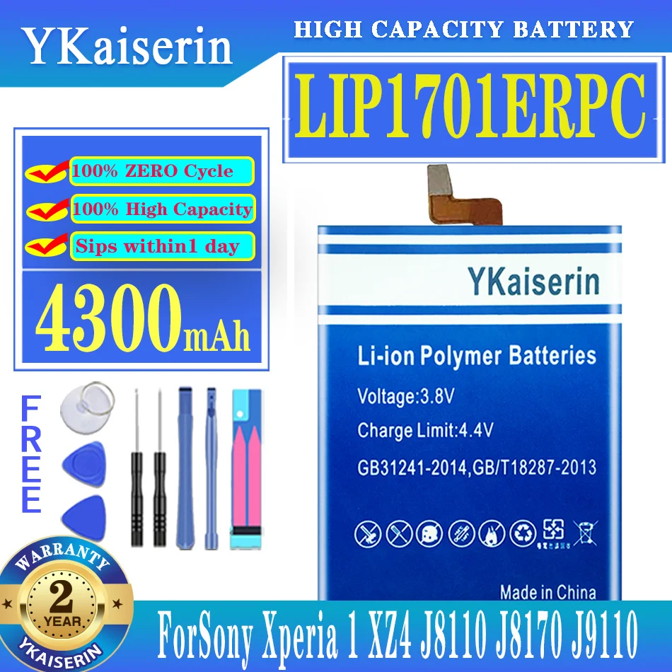 

YKaiserin New High Quality LIP1701ERPC 4300mAh Battery for Sony Xperia 1 XZ4 J8110 J8170 J9110 J9150 SOV40 Battery + Tools