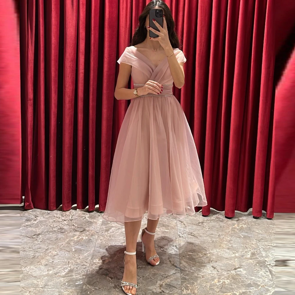 

Женское вечернее платье Qcenkern, официальное платье из органзы с открытыми плечами и короткими рукавами в стиле Саудовской Аравии, длиной T-образной длины, 2023