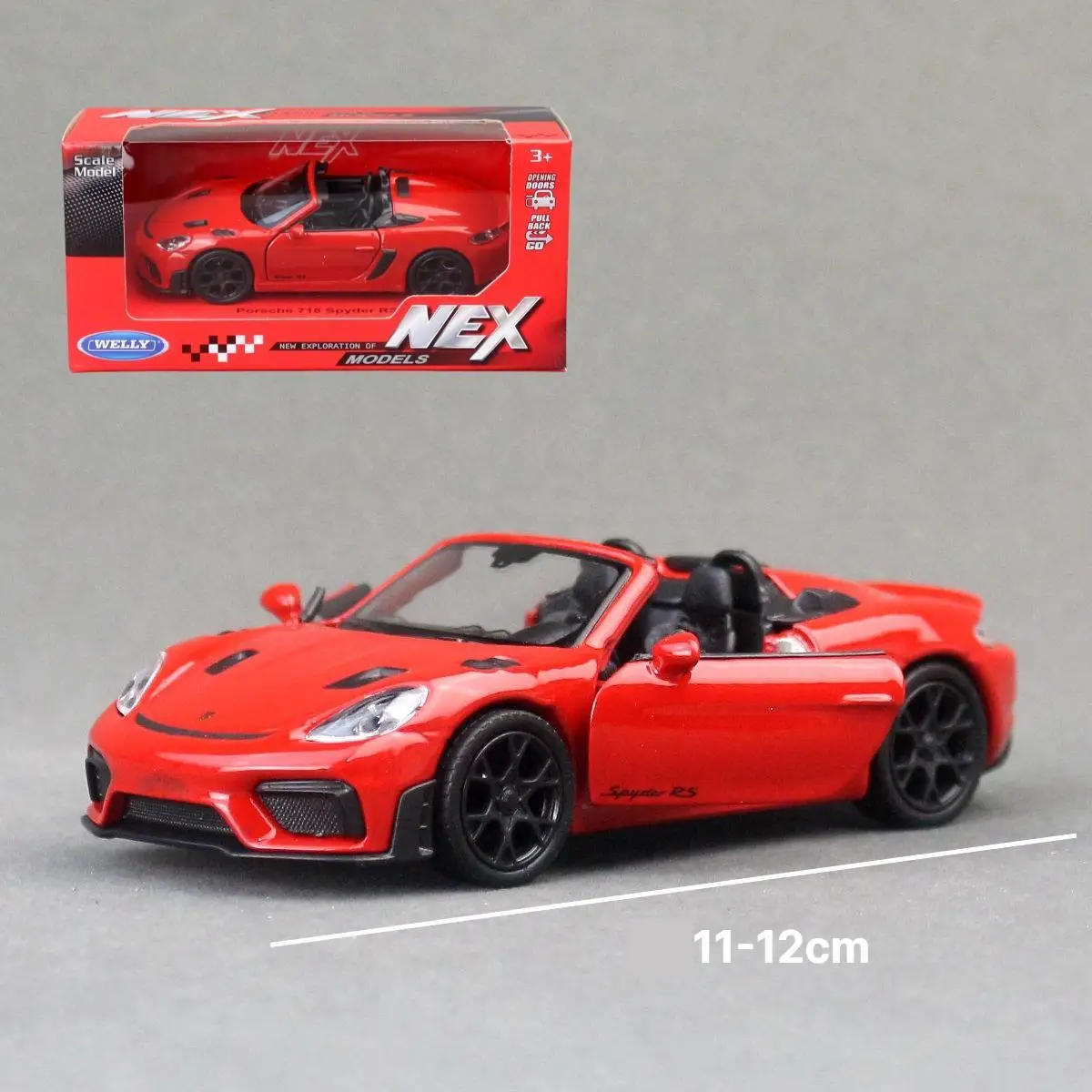 Фото Модель гоночного автомобиля Porsche 718 Spyder 1/36, Welly, литая под давлением, с функцией отката, классическая коллекционная модель, подарок для детей и мальчиков №1