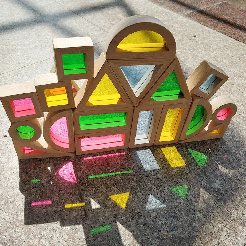 

Color Transparent Building Block 12 Pcs Rainbow Creative Children Kids Educational Developmental Toys Kindergarten Gift 2022 New
