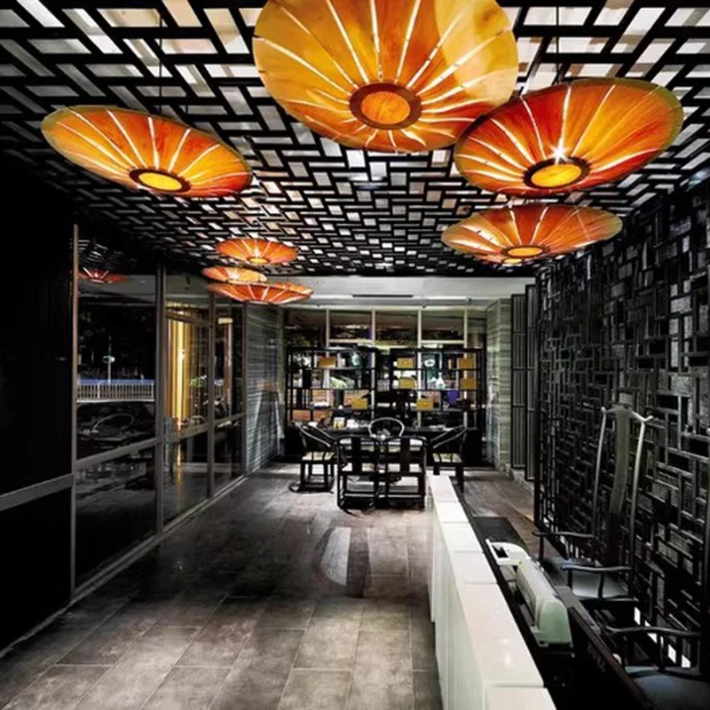 Японская ваби-саби люстра из древесной щепы ресторан выставочный зал украшение