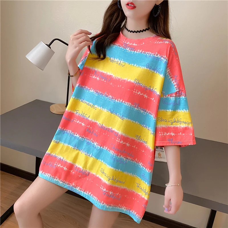

T-shirt 100% cotton short sleeve summer new women's round neck T-shirt base shirt