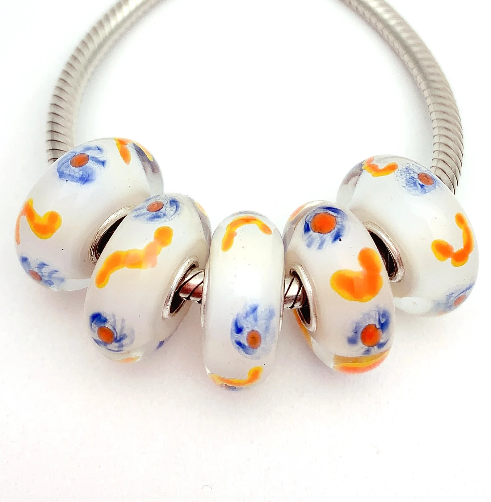 

YG833 5X 100% Authenticity S925 Sterling Silver Beads Murano Glassbeads NEW Fit European Charms Bracelet Diy Jewelry Lampwork