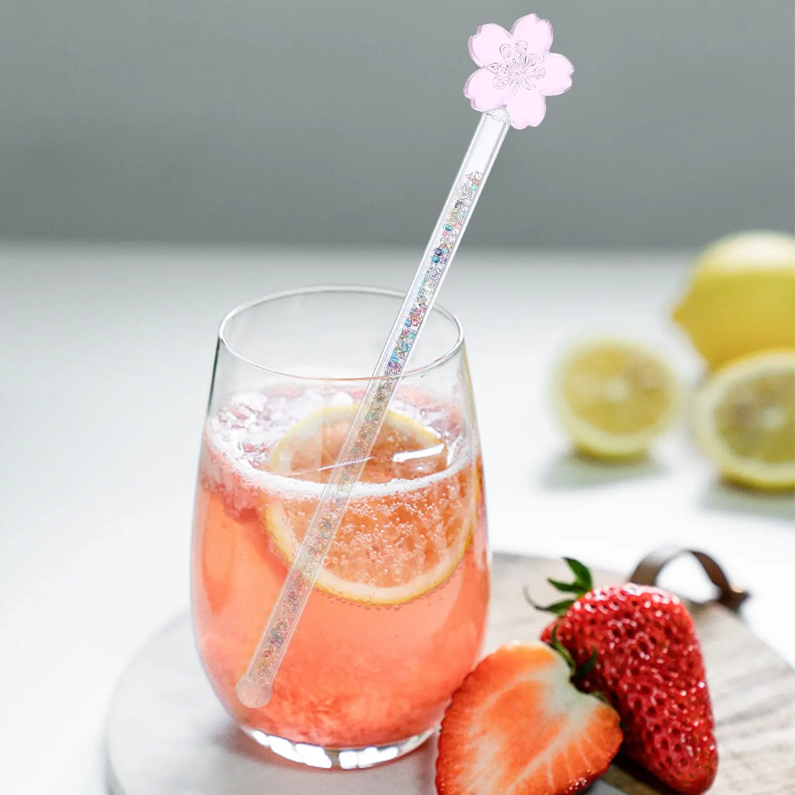 

1pc Glass Milk Coffee Juice Drink Muddler Stirrer Swizzle Stick Stirring Rod Flower glass stirring rod
