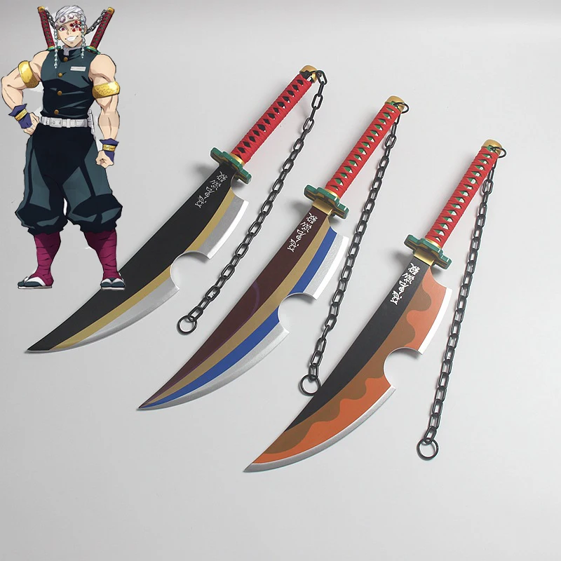 

Uzui Tengen Cosplay Swords Costume Props Demon Slayer Kimetsu no Yaiba Replica Weapon Twin Wooden Props for Hallween Party Gifts