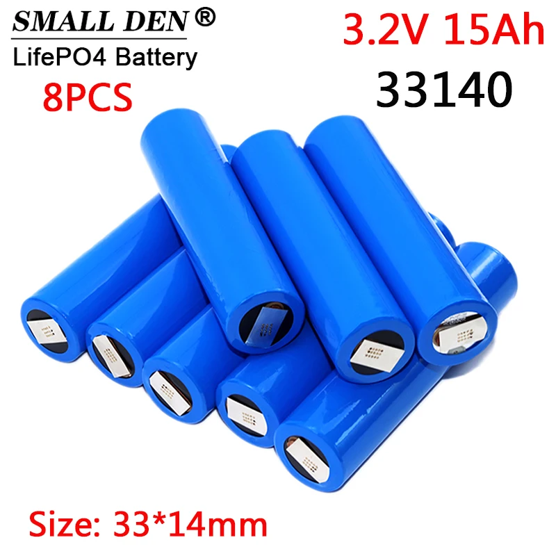 

8 шт., 3,2 в, 15 Ач, 33140 Lifepo4 батарея 5C разряда DIY 12 В, 24 В, 36 В, 48 В LiFePO4 аккумулятор с полной емкостью из никеля