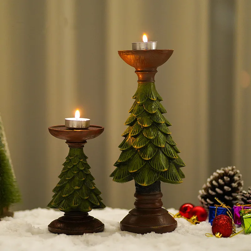 

Christmas Candle Holders Resin Tealight Holder Decorative Candle Holde Party Living Room Home Decor Christmas Tree Candlestick