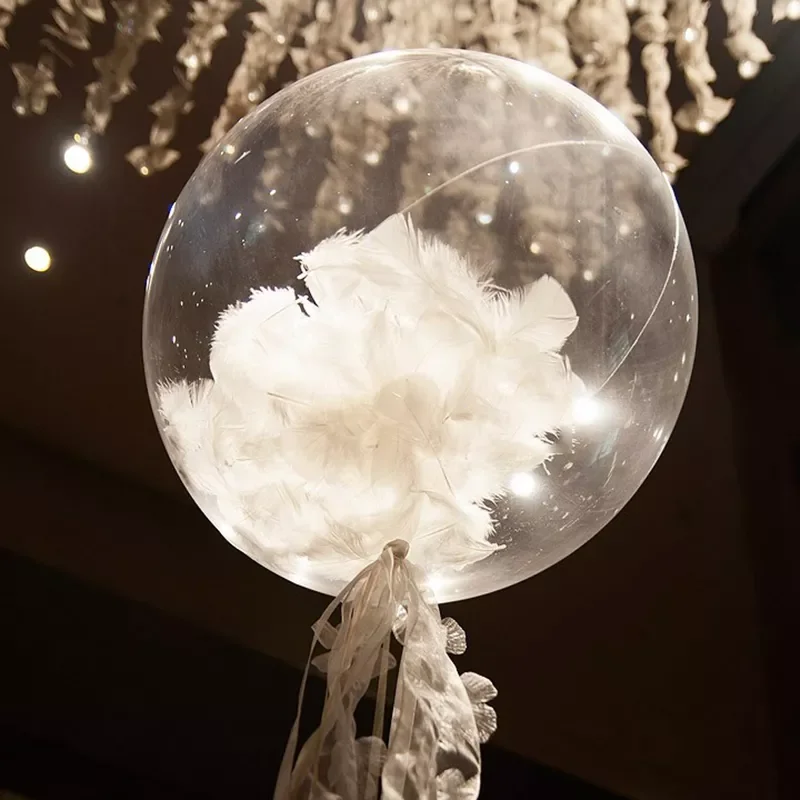 

1pc 18/20/24/36inch Transparent Bobo Balloon With Colorful Feather Set Inflatable Clear Globos For Wedding Birthday Party Decor