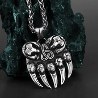 viking retro bear claw men and women amulet pendant domineering animal bone 316l stainless steel necklace gift jewelry wholesale