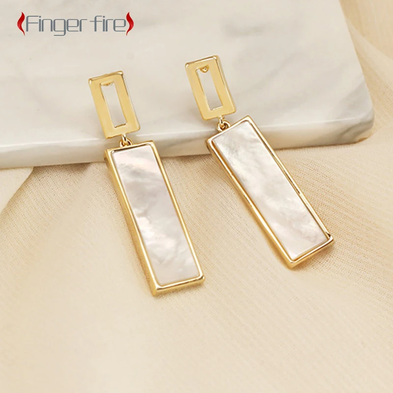 

Fashion Gold Plated Rectangle Mirror Women Earrings Anniversary Gift Beach Party Jewelry Quality Working Noble