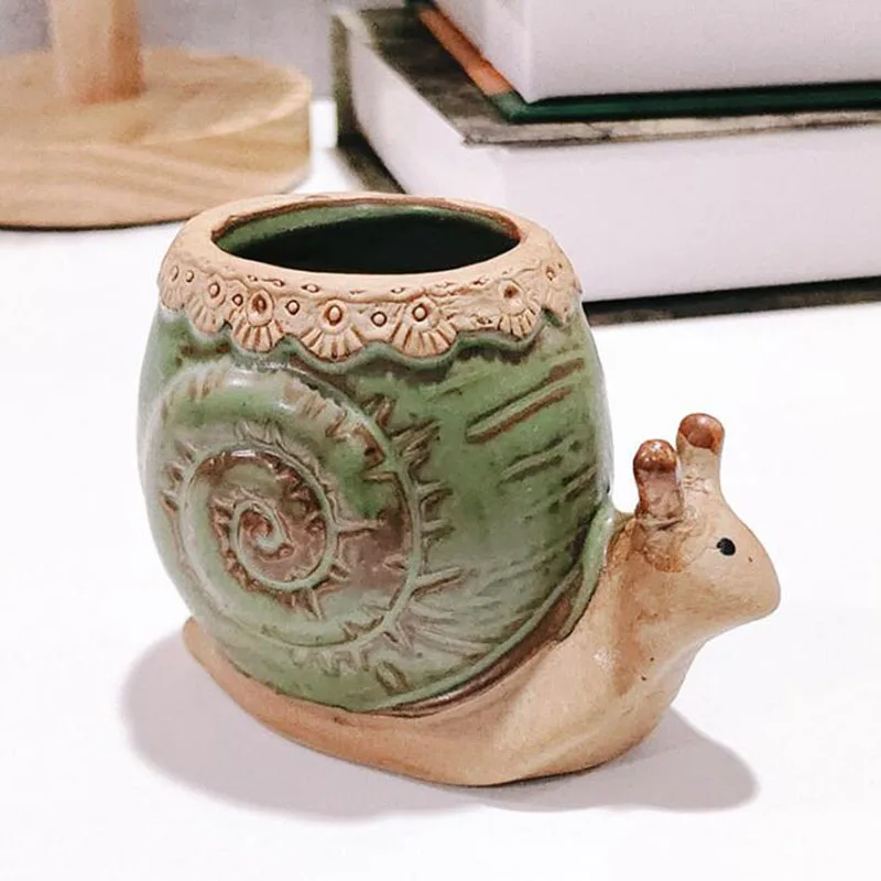 Мультяшный керамический цветочный горшок в виде улитки черепахи животных